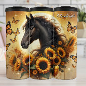 Black Horse Sunflower Butterfly Golden Glow Thermosbeker