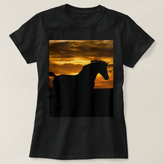 Black Horse Sunset Silhouette T-shirt (Design voorkant)