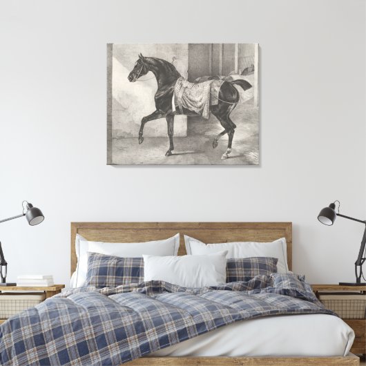 "Black Horse Tethered" door Théodore Gericault Canvas Afdruk (Insitu (Slaapkamer))