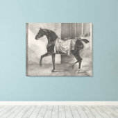 "Black Horse Tethered" door Théodore Gericault Canvas Afdruk (Insitu (Houten vloer))