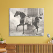 "Black Horse Tethered" door Théodore Gericault Canvas Afdruk (Insitu (Woonkamer))