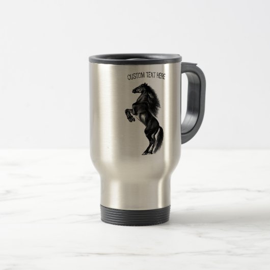 Black Horse Travel Mug met aangepaste tekst Reisbeker (Voorkant rechts)
