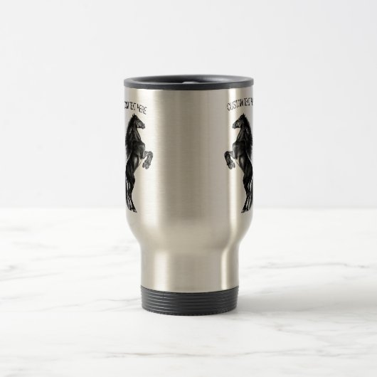 Black Horse Travel Mug met aangepaste tekst Reisbeker (Center)