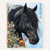 Black Horse Wildflowers Personal Spiral Notitieboe Notitieboek (Voorkant)