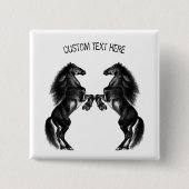 Black Horses Button met aangepaste tekst (Voorkant)