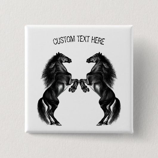 Black Horses Button met aangepaste tekst (Voorkant)
