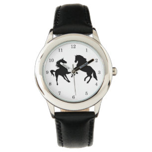 Black Horses - Tekening - Voeg uw kleur / tekst /  Horloge
