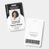 Black Hospital Medical Employee Photo ID Badge (Front & Back)