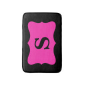 Black Hot Fuchsia Pink Monogram Initiaal Home Badmat (Voorkant Verticaal)