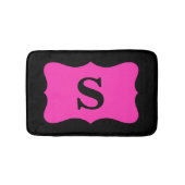 Black Hot Fuchsia Pink Monogram Initiaal Home Badmat (Voorkant)