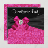 Black Hot Pink Bachelorette Party Uitnodigingen (Voorkant / Achterkant)