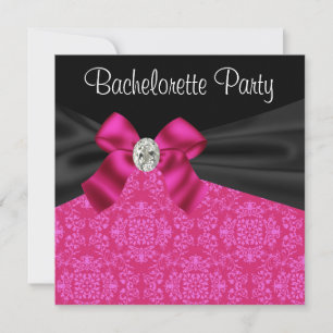 Black Hot Pink Bachelorette Party uitnodigingen