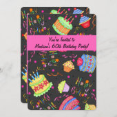 Black Hot Pink Cake 60th Birthday Kaart (Voorkant / Achterkant)