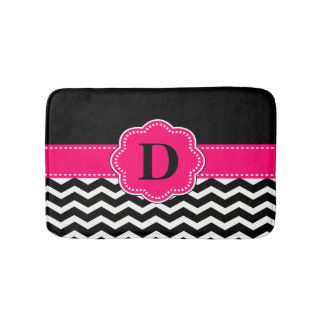 Black Hot Pink Chevron Rug Badmat