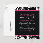 Black & Hot Pink Contemporary Bewaar de datum bree Aankondigingskaart (Voorkant / Achterkant)