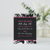 Black & Hot Pink Contemporary Bewaar de datum bree Aankondigingskaart (Staand voorkant)