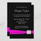 Black Hot Pink Diamond 21e verjaardagsfeestje Kaart (Voorkant / Achterkant)