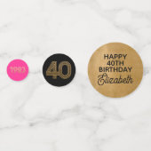 Black Hot Pink Gold 40th Birthday Table Confetti (Voorkanten)