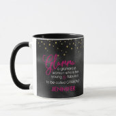 Black Hot Pink Gold Glamma Grandma Personalize Mok (Links)