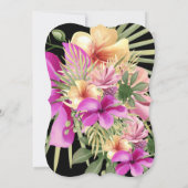 Black Hot Pink Hibiscus Tropical Florence Party Kaart (Achterkant)