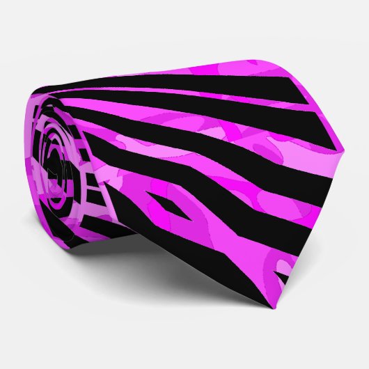 Black & Hot Pink Lava Zebra pattern Mens Tie Stropdas (Opgerold)