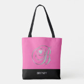 Black HOT PINK Monogramed Letter Initiaal B Tote Bag (Achterkant)