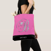 Black HOT PINK Monogramed Letter Initiaal B Tote Bag (Dichtbij)