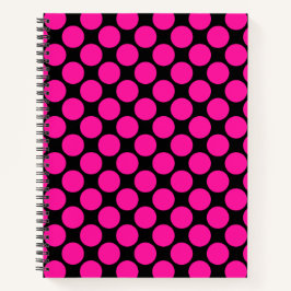 Black Hot Pink Polka Dot Notitieboek
