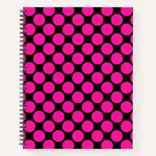 Black Hot Pink Polka Dot Notitieboek