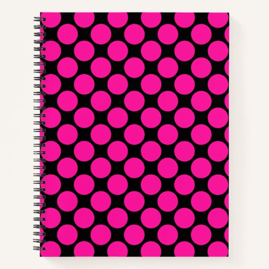 Black Hot Pink Polka Dot Notitieboek (Voorkant)