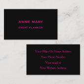 Black Hot Pink Retro Modern Trendy Professional Visitekaartje (Voorkant / Achterkant)