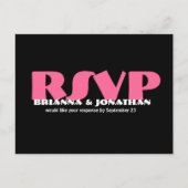 Black & Hot Pink RSVP Wedding Response Briefkaart (Voorkant)