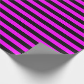 Black Hot Pink Stripe Patroon Cadeaupapier (Hoek)