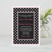 Black Hot Pink White Polka Dot Weddenschap Kaart (Staand voorkant)