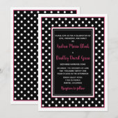 Black Hot Pink White Polka Dot Weddenschap Kaart (Voorkant / Achterkant)