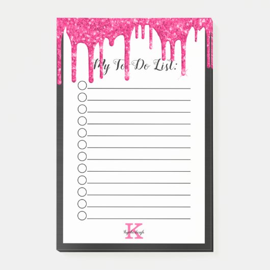 Black Hot-Roze glitter maakt een monogram-naar-do- Post-it® Notes (Voorkant)