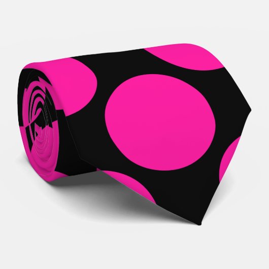 Black Hot-Roze Stippen Stropdas (Opgerold)