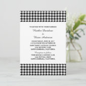Black Houndstooth bruiloft uitnodigen Kaart (Staand voorkant)