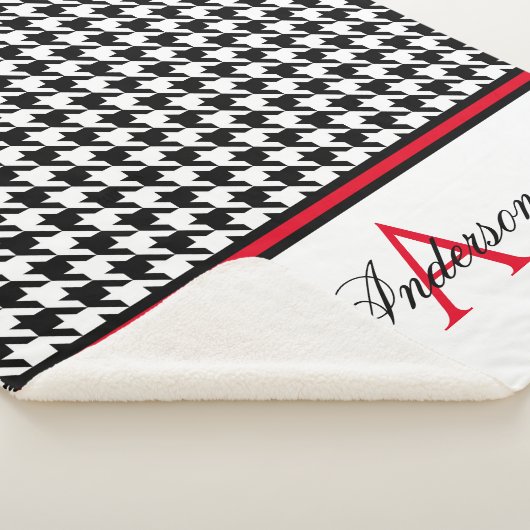 Black Houndstooth gepersonaliseerd Sherpa Deken (3/4)