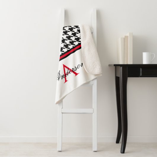 Black Houndstooth gepersonaliseerd Sherpa Deken (In situ)