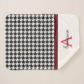 Black Houndstooth gepersonaliseerd Sherpa Deken (Voorkant (horizontaal))