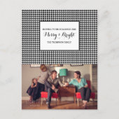 Black Houndstooth Holiday Photo Postcard Feestdagenkaart (Voorkant)
