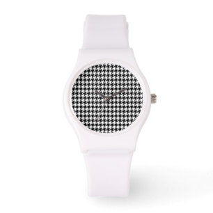 Black Houndstooth Horloge