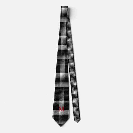 Black Houndstooth Monogrammed Stropdas (Voorkant)