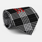 Black Houndstooth Monogrammed Stropdas (Opgerold)