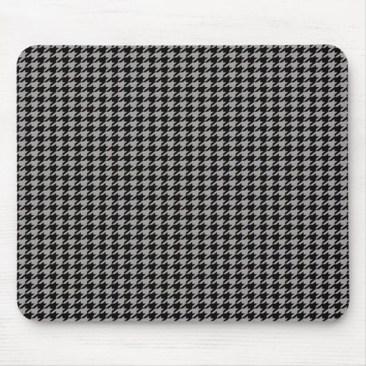 Black Houndstooth op Grey Muismat (Voorkant)