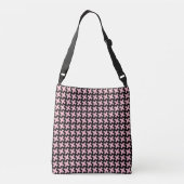 Black Houndstooth Pattern op roze dames Crossbody Tas (Achterkant)