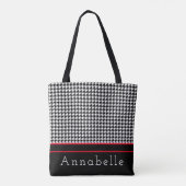 Black Houndstooth Plays personaliseren Tote Bag (Achterkant)