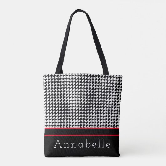 Black Houndstooth Plays personaliseren Tote Bag (Achterkant)