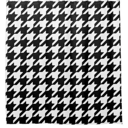 Black Houndstooth Showgordijn Douchegordijn (Voorkant)